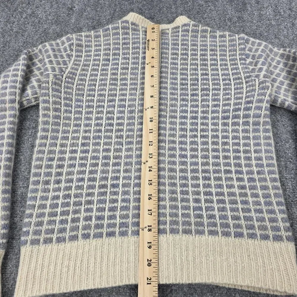 Vintage LL Bean Sweater Womens Small Blue Check Wool Button Cardigan Knit USA - Picture 6 of 13